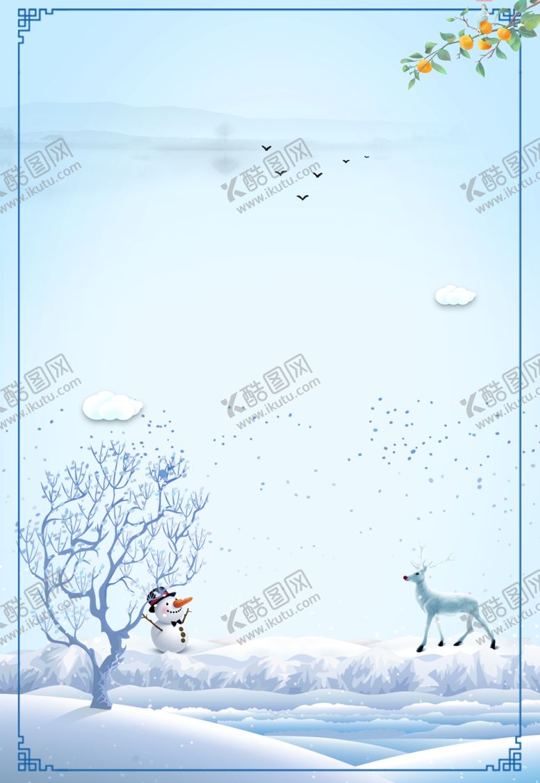 编号：88750907020141453347【酷图网】源文件下载-雪人梅花鹿