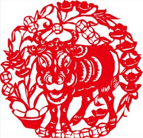 2021年牛剪纸春节窗花图案