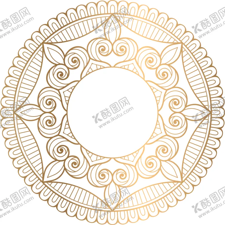 编号：72752302091431302803【酷图网】源文件下载-金色复古花纹透明底免抠图