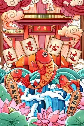 编号：92378009282028000865【酷图网】源文件下载-创意中式逢考必过高考国潮风海报