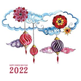 2022 虎年新年矢量手绘卡通