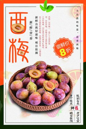 春季水果零食新鲜西梅海报设计