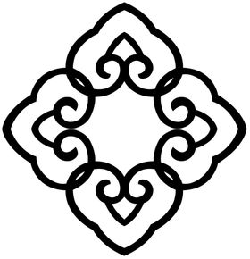 免扣青色蒙古花纹图案古典花边