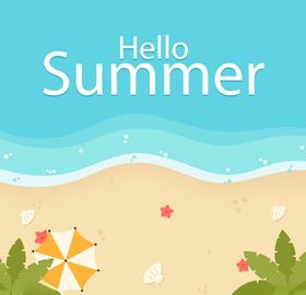 平面粗线分割你好夏天海报