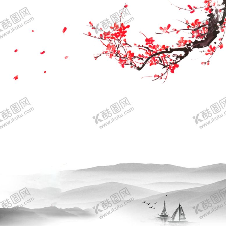 编号：32013210310138006033【酷图网】源文件下载-水墨梅花