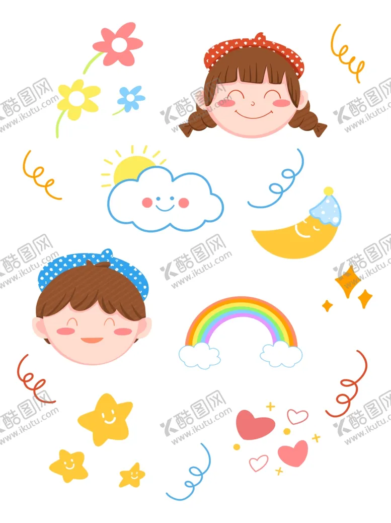 编号：49040212110713558913【酷图网】源文件下载-儿童节装饰插画贴纸