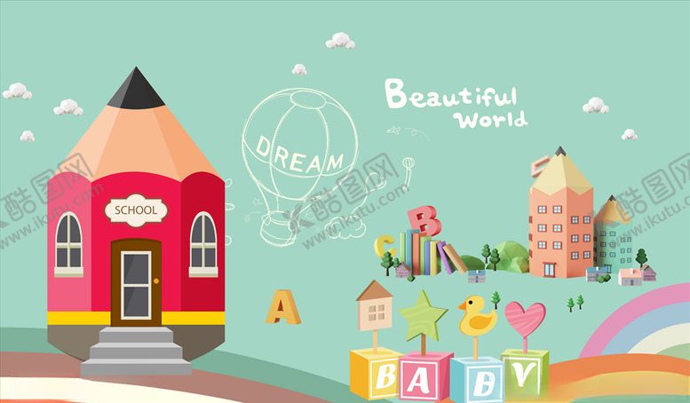 编号：43759305030322311039【酷图网】源文件下载-儿童卡通欧式背景墙