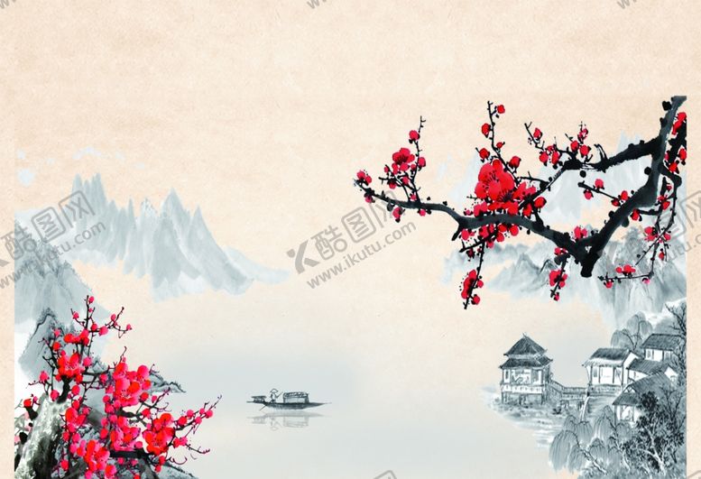 编号：48468306250749096953【酷图网】源文件下载-山水梅花