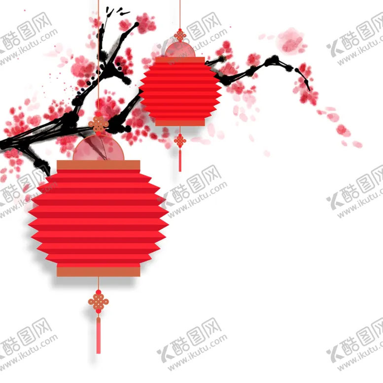 编号：65716004231624574581【酷图网】源文件下载-中国风灯笼梅花元素PNG