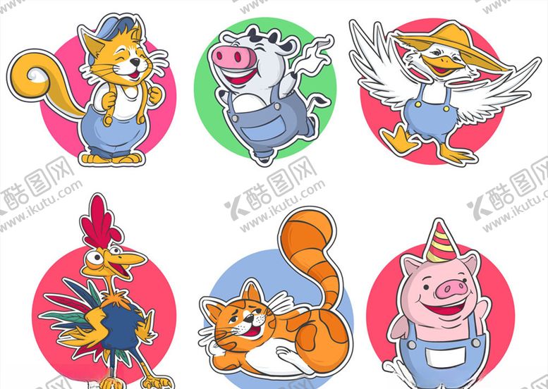 编号：14474410041945316609【酷图网】源文件下载-卡通动物贴纸