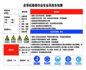 皮带机维修作业安全风险告知牌