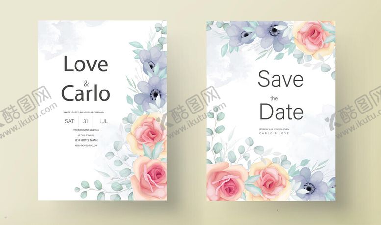 编号：70868204072328193242【酷图网】源文件下载-花卉婚礼请柬设计