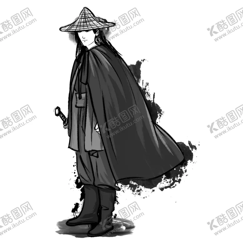 编号：81257206280010188969【酷图网】源文件下载-水墨武侠人物