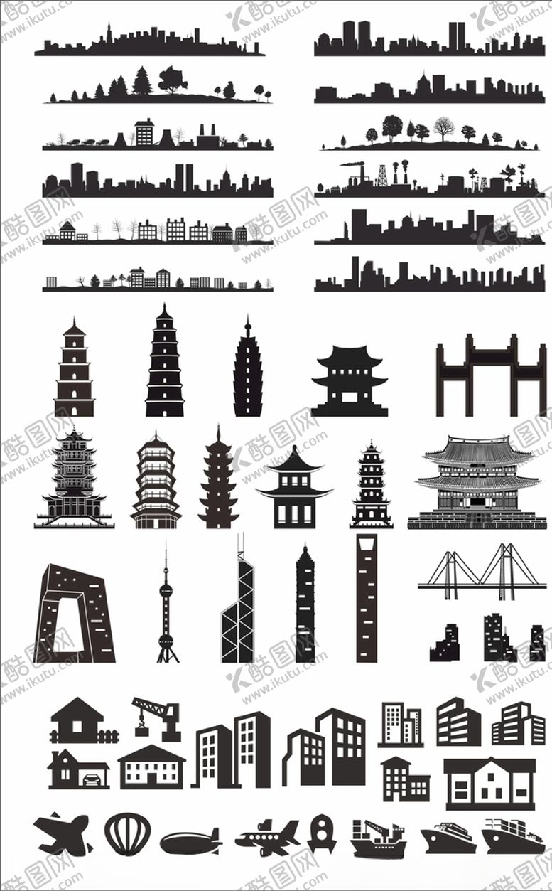 编号：82287805120332317871【酷图网】源文件下载-城市旅游交通风景剪影