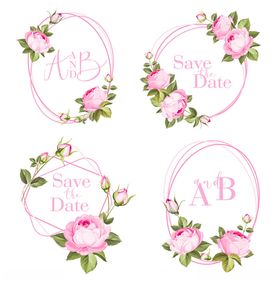 玫瑰装饰婚礼字母标识