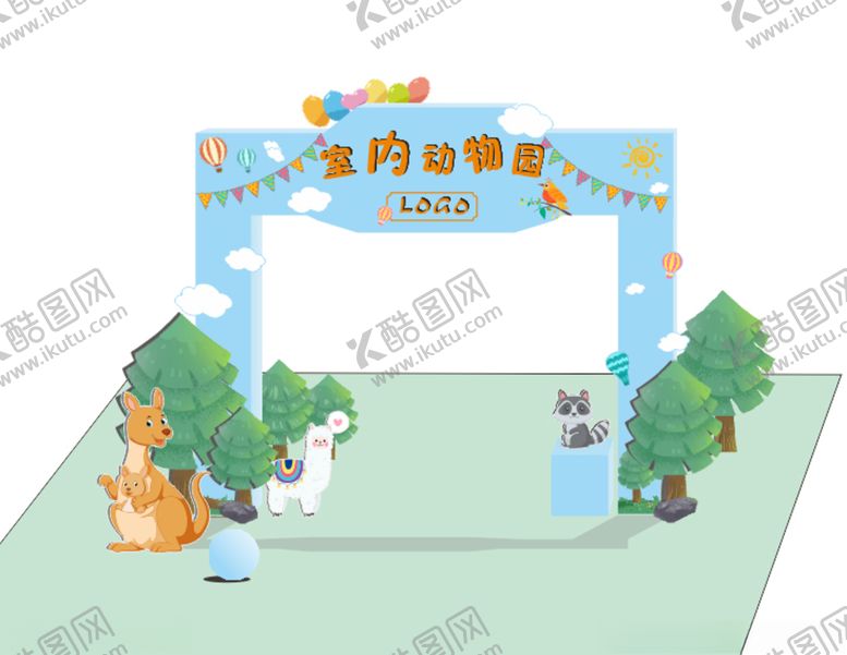 编号：78616007040149259632【酷图网】源文件下载-动物园造型门cdr可直接雕刻