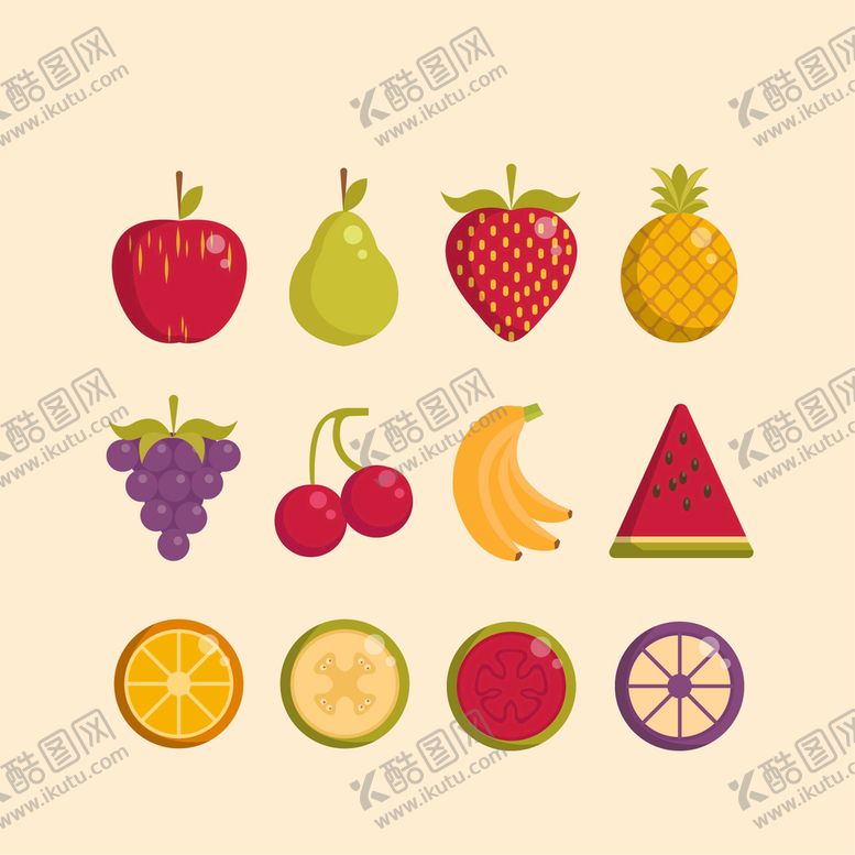编号：72985610071106292940【酷图网】源文件下载-各种手绘水果
