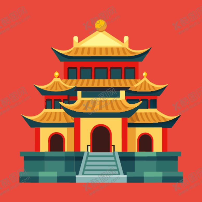 编号：63890201121650173859【酷图网】源文件下载-中国风古建筑插图