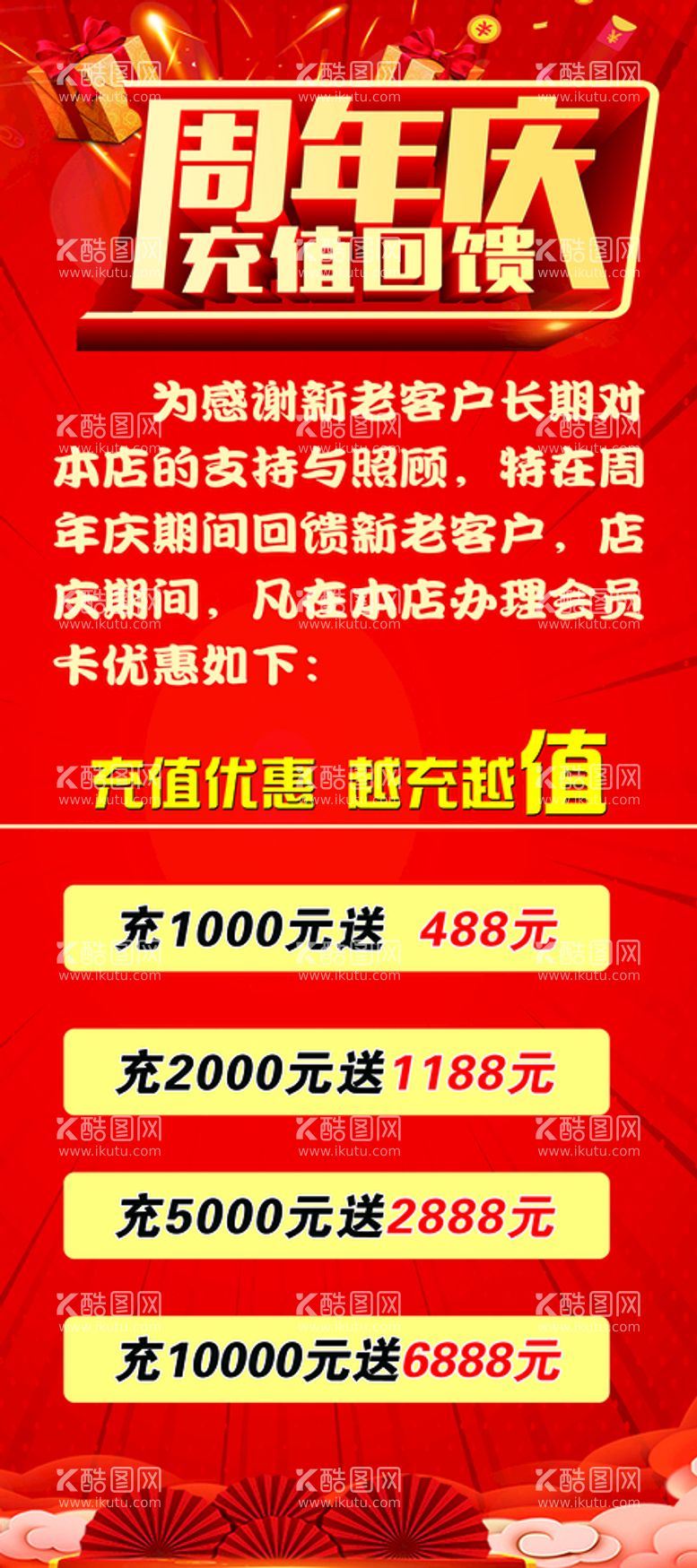 编号：64837209221907541763【酷图网】源文件下载-周年庆充值展架