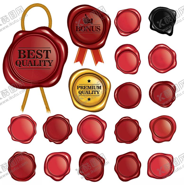 编号：15729510022240413715【酷图网】源文件下载-多样蜡封印章集合展示