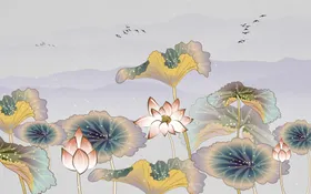 荷花水墨国画莲