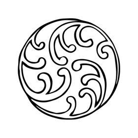 小花祥云圆形边框图案