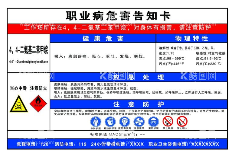 编号：79733012211617446017【酷图网】源文件下载-职业病危害告知卡