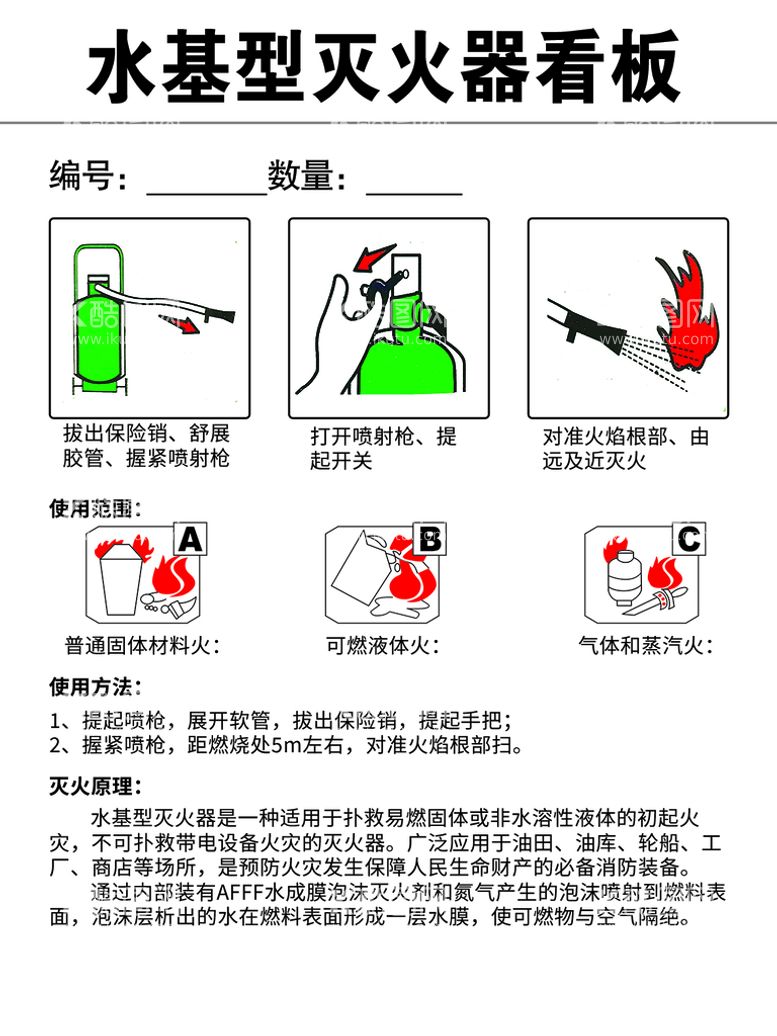 编号：19723609240446434620【酷图网】源文件下载-水基型灭火器看板