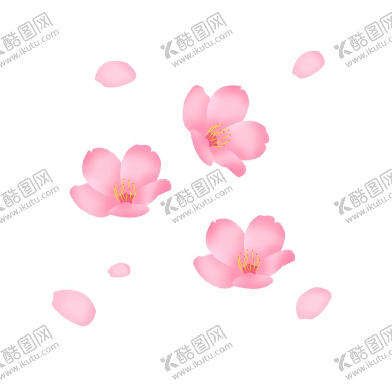 编号：30670306161919507740【酷图网】源文件下载-手绘春天飘扬花瓣花朵桃花樱花卡