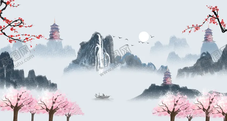 编号：85096309142206445697【酷图网】源文件下载-山水画风景水墨画风水画
