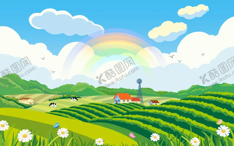 编号：81007302190045041067【酷图网】源文件下载-农耕卡通手绘插画