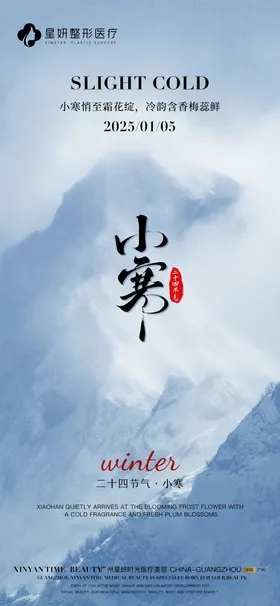 小寒节气海报简约地产二十四