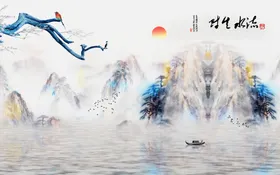 国画中山水山水稿裱山水山水展
