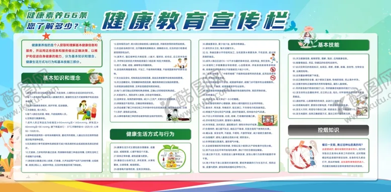 编号：17755601300355157565【酷图网】源文件下载-健康素养66条宣传栏