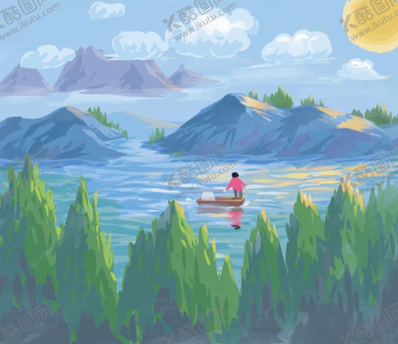 编号：36483904040932317873【酷图网】源文件下载-湖畔泛舟赏景的惬意时刻