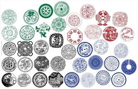 圆形花边边框传统图案花纹