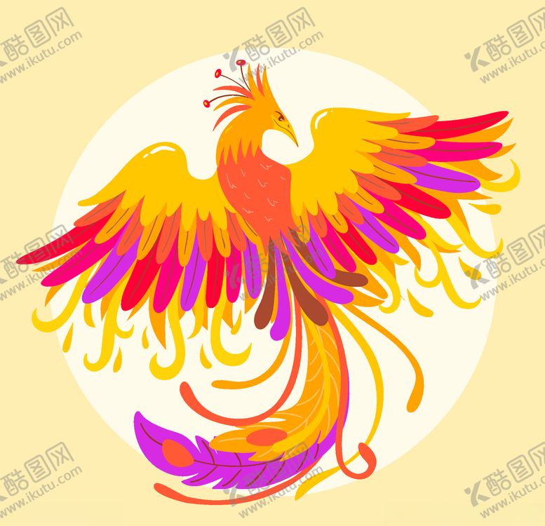 编号：96256207080911558229【酷图网】源文件下载-手绘年画矢量凤凰