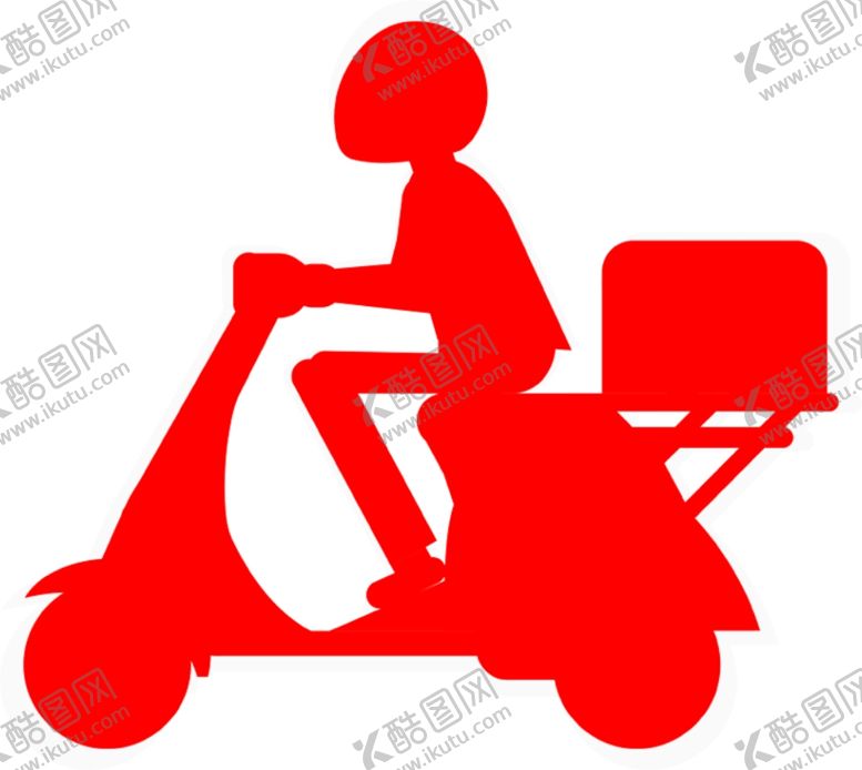 编号：68766110300946364064【酷图网】源文件下载-卡通摩托快的外卖小哥剪影