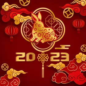 兔年素材贺卡布置剪纸
