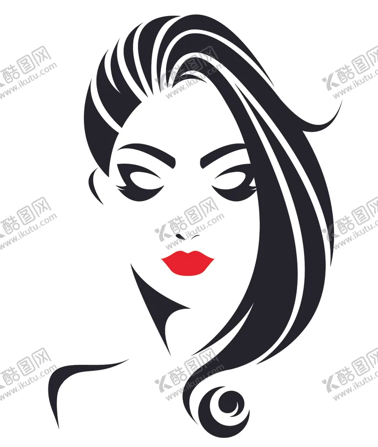 编号：21314406272019192554【酷图网】源文件下载-卷发造型红唇美女