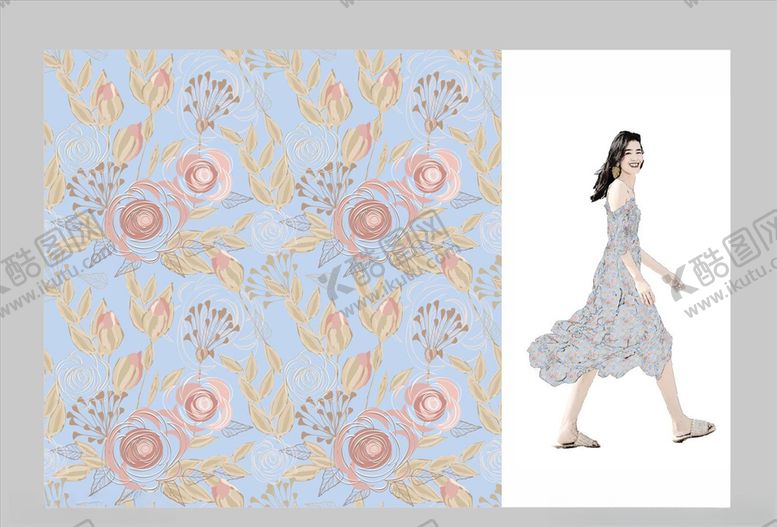 编号：83133110072137162107【酷图网】源文件下载-蓝花碎花裙