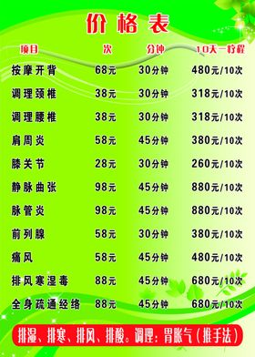 美容价格牌