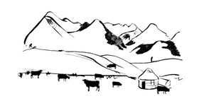 山水牛羊简笔画