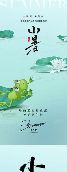 小暑节气海报二十四荷花荷叶