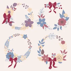 花卉蝴蝶结花环