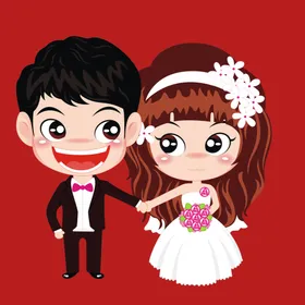 手绘结婚男女插画礼人物人物