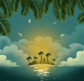 夏天白云夏威夷背景
