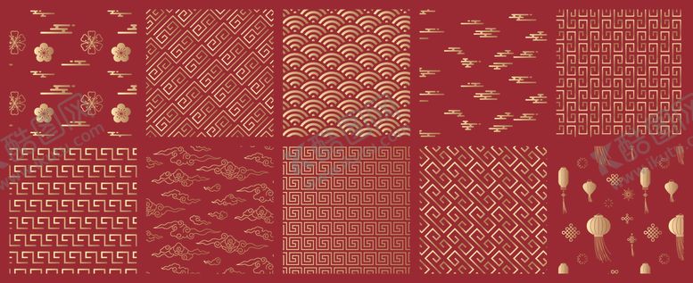 编号：14178304250136576061【酷图网】源文件下载-红色喜庆花纹图