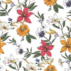 多彩花卉无缝图案设计