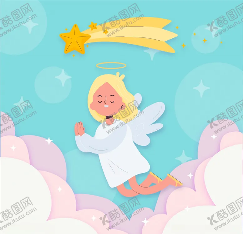 编号：30263706280013574771【酷图网】源文件下载-云上的天使和流星